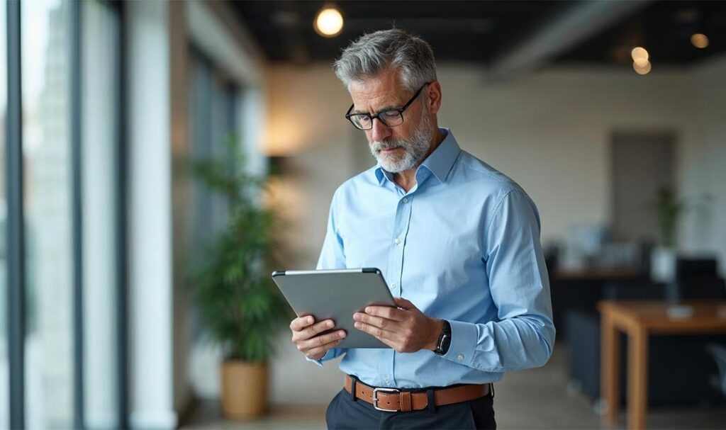 Homem com Tablet na mão